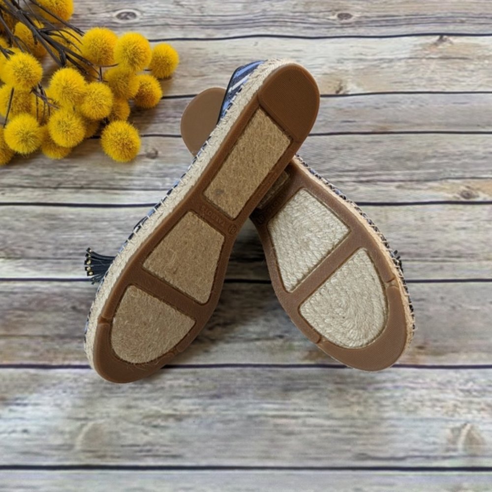 New Talbots Ivy Striped Espadrille Tassel Loafers - Picture 9 of 16